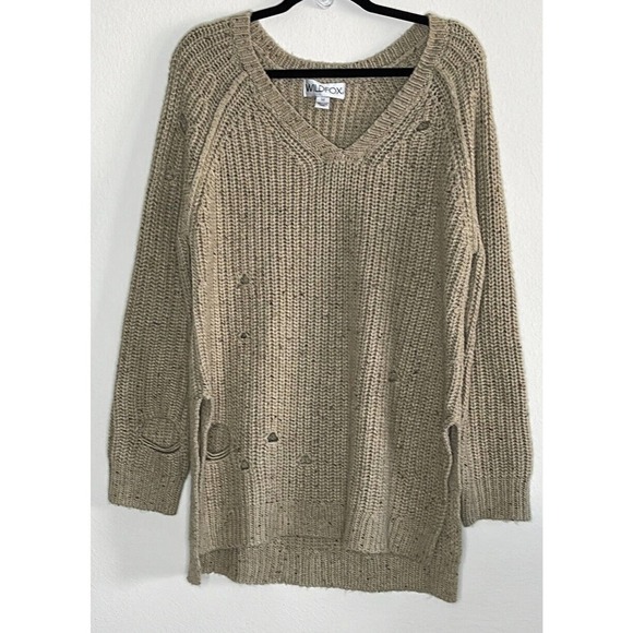 WILDFOX Couture Dusk Tunic Brown Distressed Oversized Sweater Size M - Picture 3 of 9